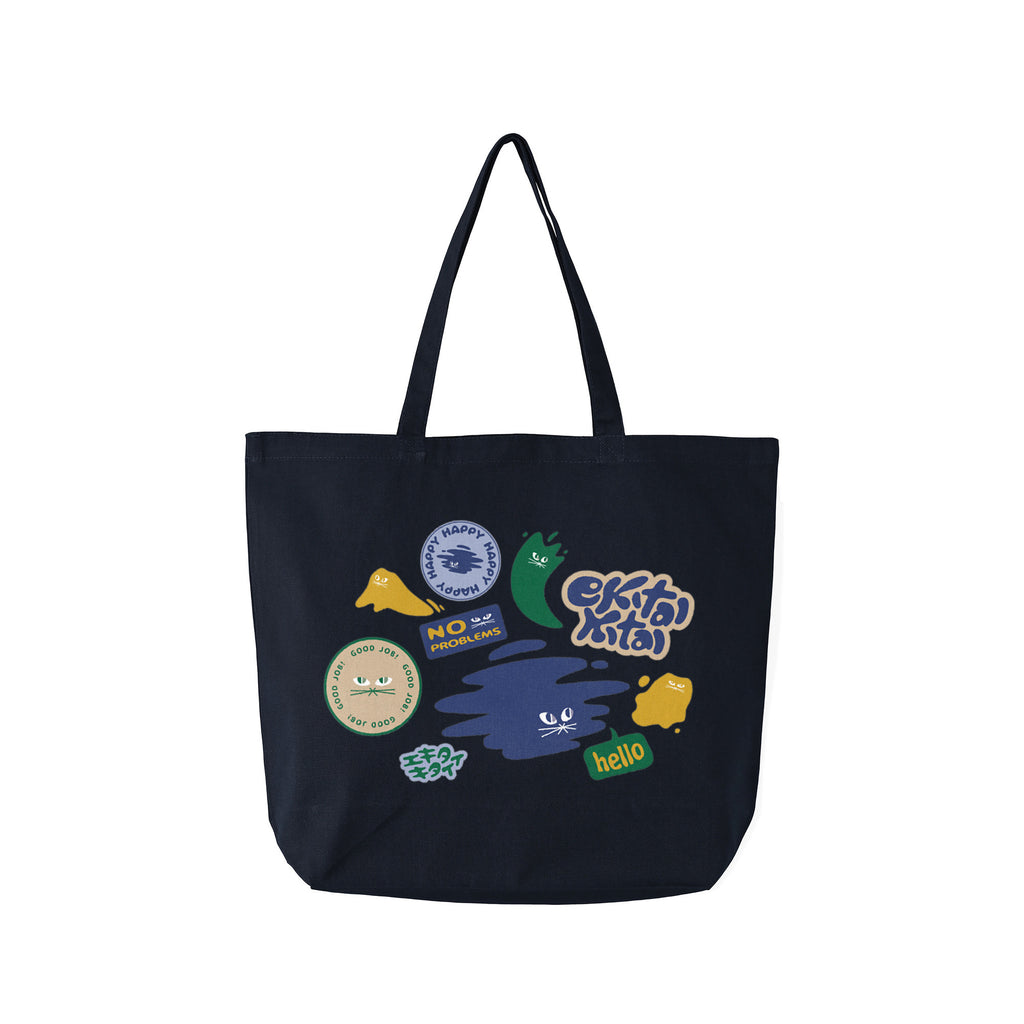 “stickers” トートバッグ navy image