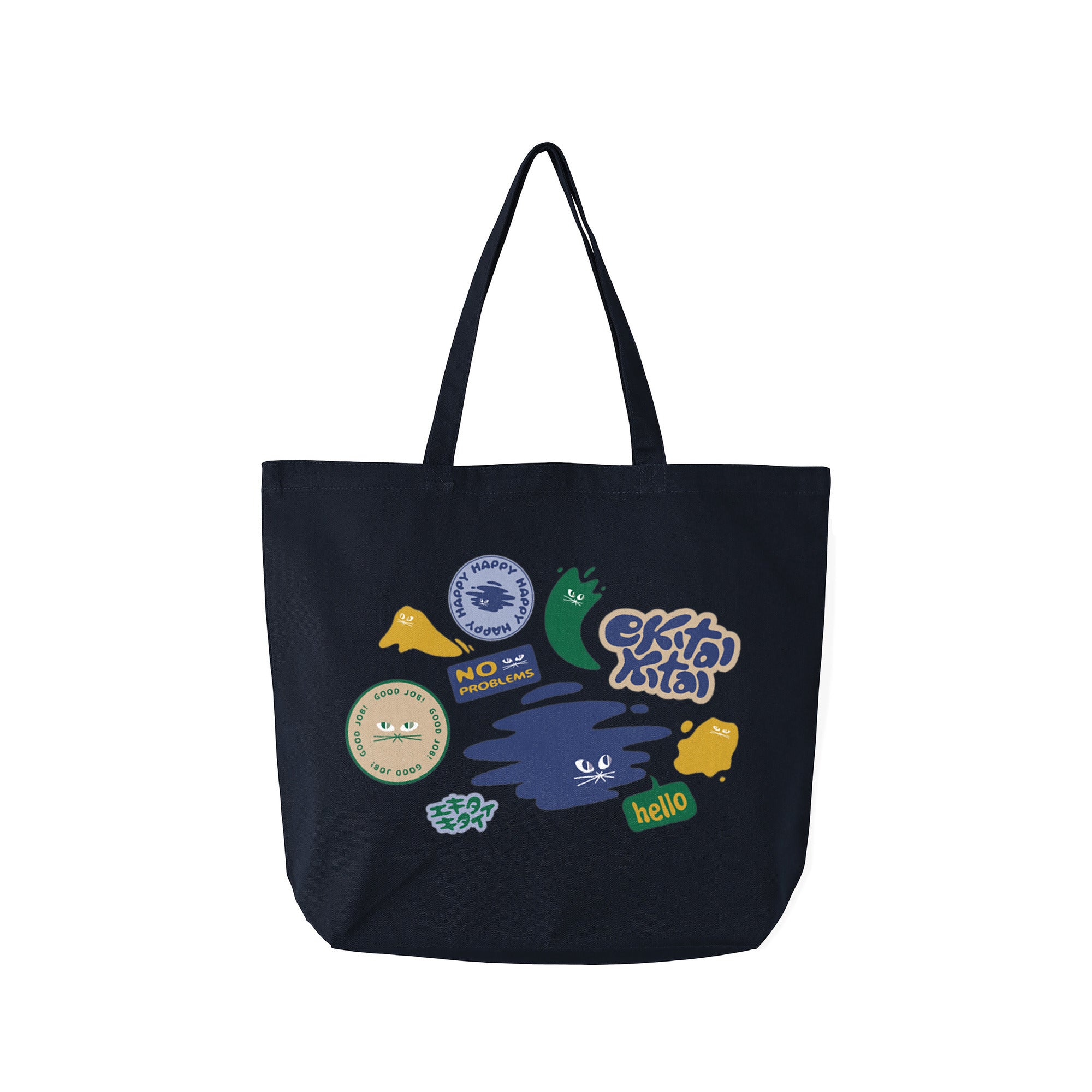 “stickers” トートバッグ navy image