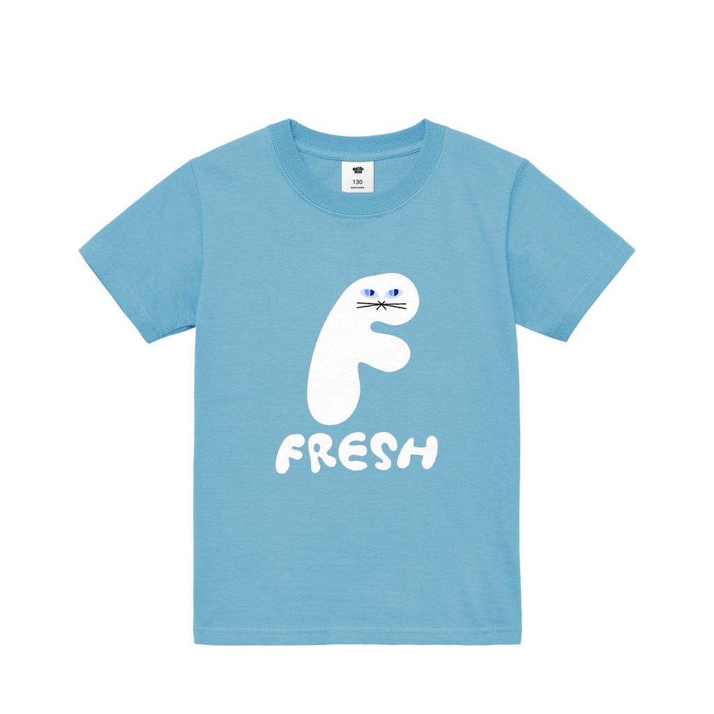 KIDS 5.6oz / "alphabet FRESH" Tシャツ aqua-blue image