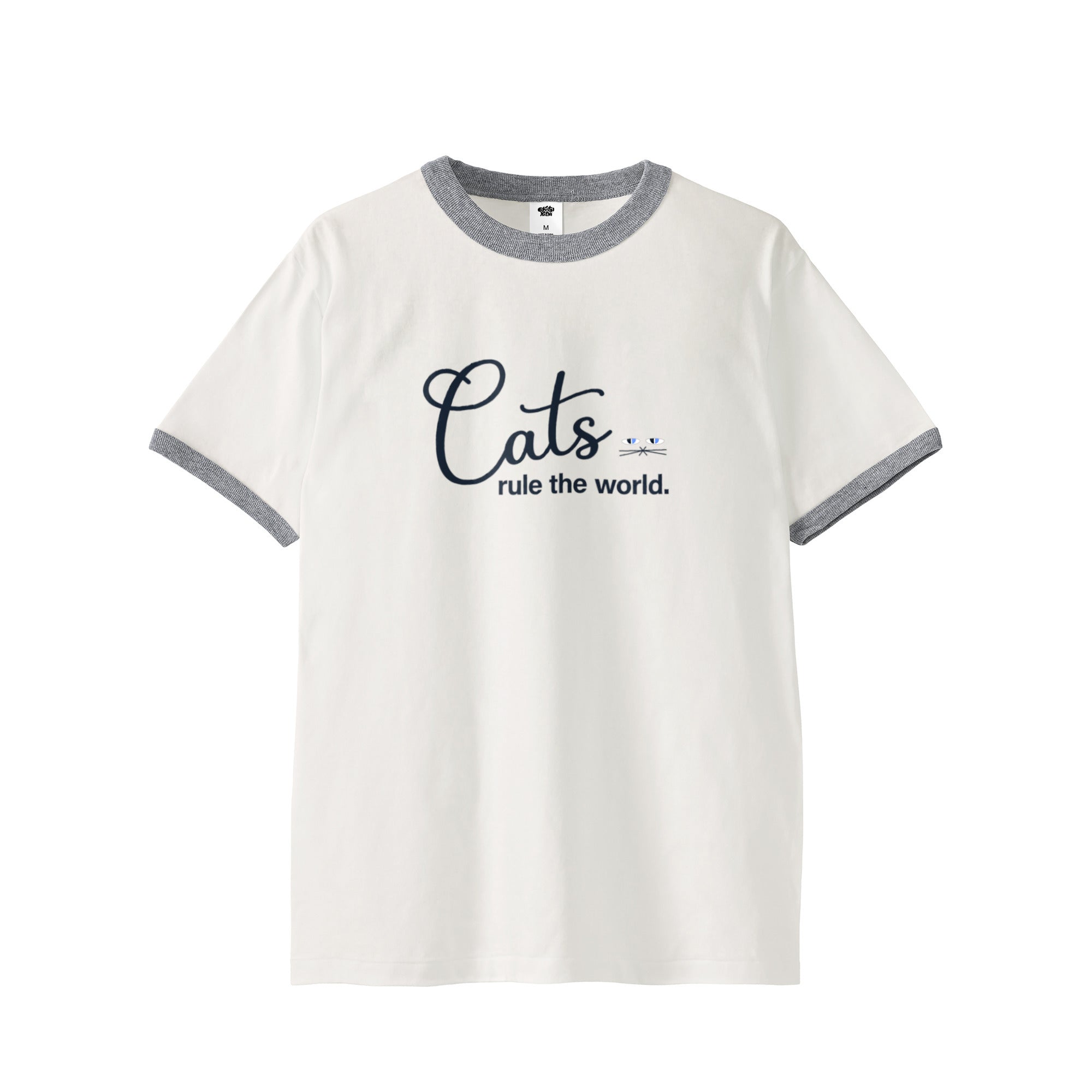 “Cats rule the world”リンガーTシャツ natural-x-gray image
